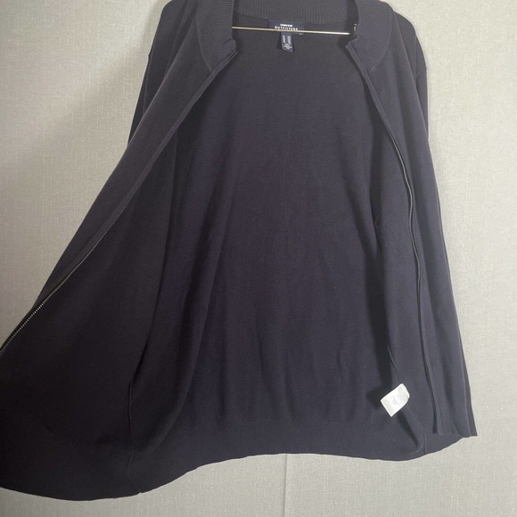 VTG Lands End Outfitters Men's XXL Full Zip Cardigan Knit Sweater Navy Blue EUC - Picture 4 of 9